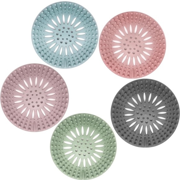 Silicone Hair Catcher Drain Cover Set -‎ 5 Pack - Picture 1 of 7